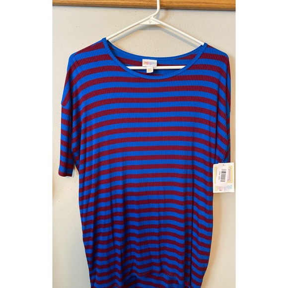 Lularoe LLR Irma XXS Blue & Red Stripes NWT - Picture 1 of 3